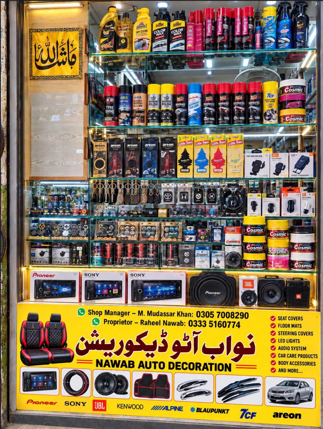 Car-care products available from Nawab Auto Decoration in Islamabad